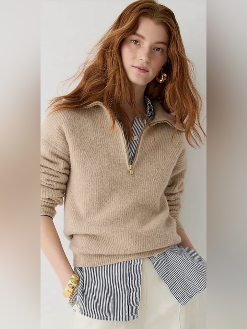 🌟NEW LISTING🌟J Crew Wool Blend, Ribbed Texture, Pull Over Half Zip Sweater